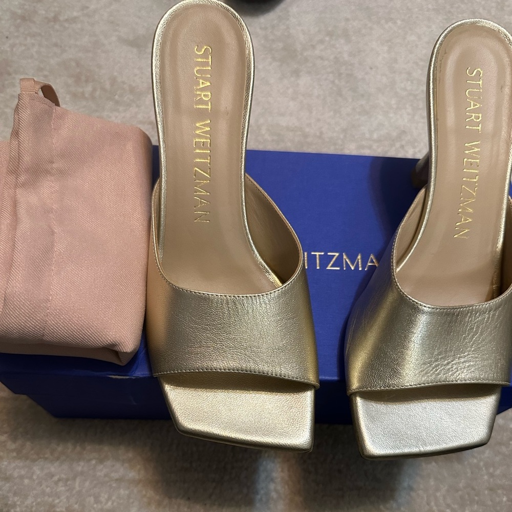 Stuart Weitzman square toe slides